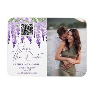 Foto Save the Date Waterverf Wisteria Wedding Magneet