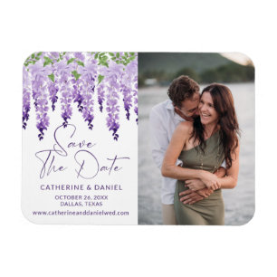 Foto Save the Date Waterverf Wisteria Wedding Magneet