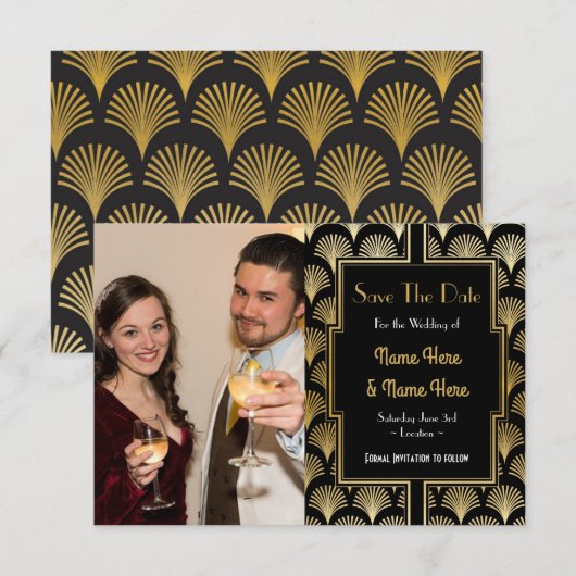 Foto Save the Date Wedding Party 1920s Art Deco (Voorkant / Achterkant)