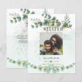 Foto Save the Dates Eucaluptus Gold Modern (Voorkant / Achterkant)