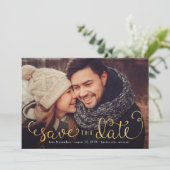 Foto Save the Dates with Faux Gold Foil Script Date (Staand voorkant)