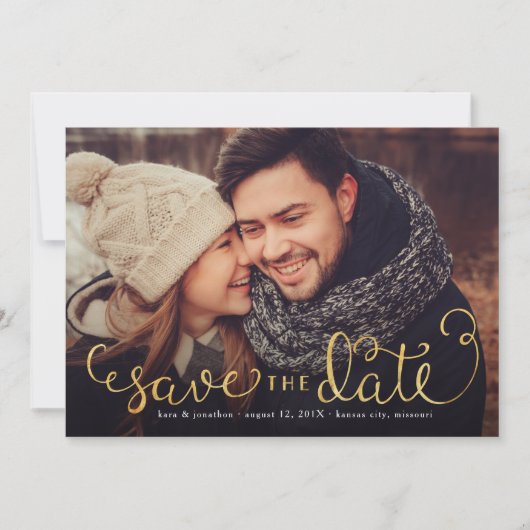 Foto Save the Dates with Faux Gold Foil Script Save The Date (Voorkant)