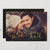 Foto Save the Dates with Faux Gold Foil Script Save The Date (Voorkant / Achterkant)