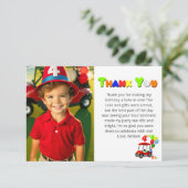 Foto Schattige 4e Verjaardag Rode Golfkar Jongen's Bedankkaart (Staand voorkant)