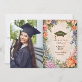 Foto Schattige Boho Meadow Wildflower Afstuderen Aankondiging (Voorkant)