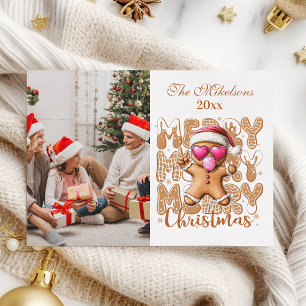 Foto Schattige Gingerbread Christmas Feestdagenkaart