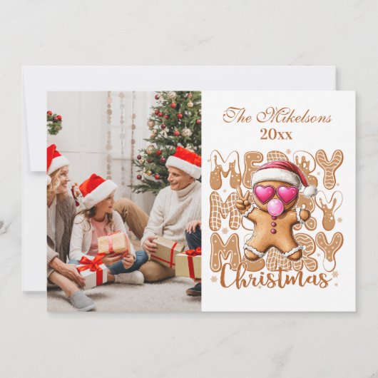 Foto Schattige Gingerbread Christmas Feestdagenkaart (Voorkant)