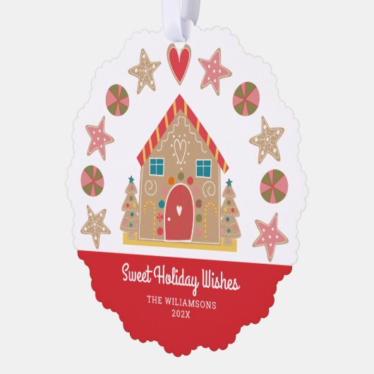 Foto Schattige Gingerbread Sweet Vakantie wensen R Ornament Kaart (Links)
