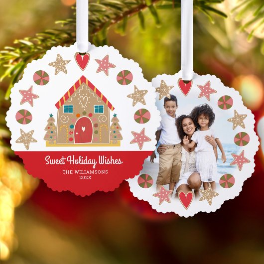 Foto Schattige Gingerbread Sweet Vakantie wensen R Ornament Kaart