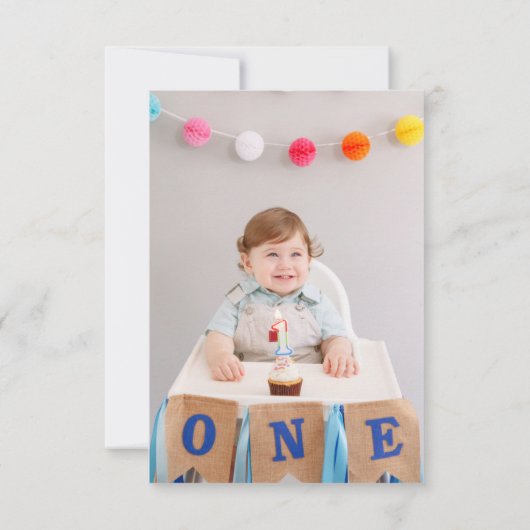 Foto Schattige Highland Koe 1st Birthday Bedankkaart (Achterkant)