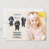 Foto Schattige Ninja Warrior Kids Verjaardagsfeest Kaart (Voorkant)