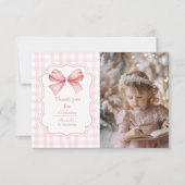 Foto Schattige Roze Bow Coquette 1e Verjaardag Bedankkaart (Voorkant)