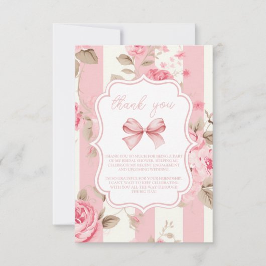 Foto Schattige Roze Bow Vrijgezellenfeest Bedankkaart (Voorkant)