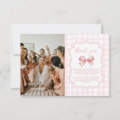 Foto Schattige Roze Bow Vrijgezellenfeest Bedankkaart (Voorkant)