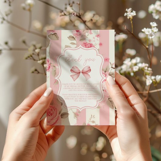 Foto Schattige Roze Bow Vrijgezellenfeest Bedankkaart