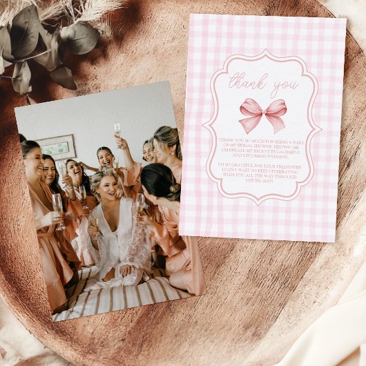 Foto Schattige Roze Bow Vrijgezellenfeest Bedankkaart