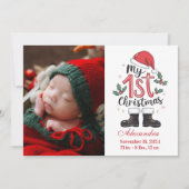 Foto Schattige Santa Baby 1st Christmas Feestdagenkaart (Voorkant)