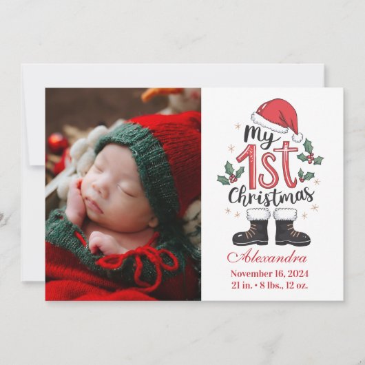 Foto Schattige Santa Baby 1st Christmas Feestdagenkaart (Voorkant)