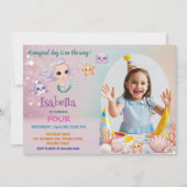 Foto schattige zeemeermin magische verjaardag kaart (Voorkant)