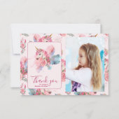 Foto Schattigee eenhoorn regenboog verjaardagsfees Bedankkaart (Voorkant)