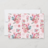 Foto Schattigee eenhoorn regenboog verjaardagsfees Bedankkaart (Achterkant)