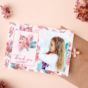 Foto Schattigee eenhoorn regenboog verjaardagsfees Bedankkaart