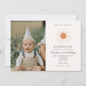 Foto Schattigee gele zon retro minimaal 1e verjaar Kaart (Voorkant)