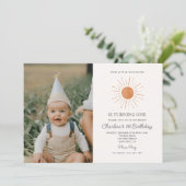 Foto Schattigee gele zon retro minimaal 1e verjaar Kaart (Staand voorkant)