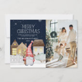 Foto Schattigee kabouters Wintersneeuw Vrolijk ker Feestdagenkaart (Voorkant)