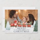 Foto Schattigee kabouters Wintersneeuw Vrolijk ker Feestdagenkaart (Voorkant)