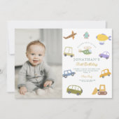 Foto Schattigee Pastel auto vrachtwagen vliegtuig  Kaart (Voorkant)