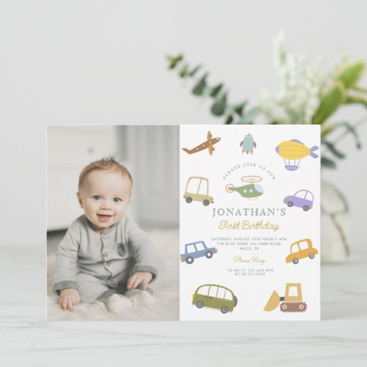 Foto Schattigee Pastel auto vrachtwagen vliegtuig  Kaart (Staand voorkant)