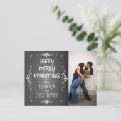 Foto schoolbord Happy Merry Everything Briefkaart (Staand voorkant)