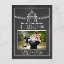 Foto Schuur Chalkboard Bruiloft Save The Date Kaar Aankondigingskaart