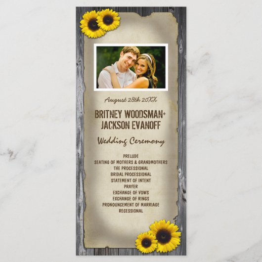 Foto  Schuur Hout Zonnebloem Trouwprogramma's Programmakaart (Voorkant)