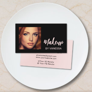 Foto Script Blush Roze Zwarte Make-up Visitekaartje