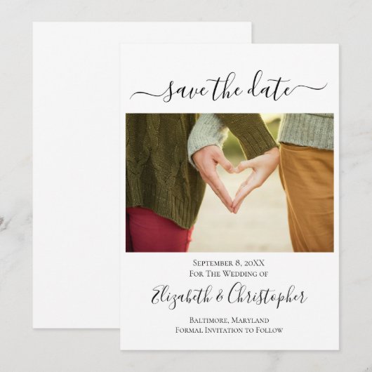 Foto Script Calligrafie Trendy  Save The Date (Voorkant / Achterkant)