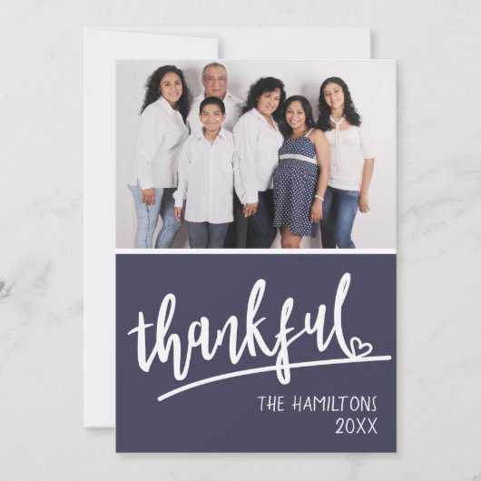 Foto Script Heart Thankful Thanksgiving Feestdagenkaart (Voorkant)