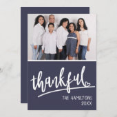 Foto Script Heart Thankful Thanksgiving Feestdagenkaart (Voorkant / Achterkant)
