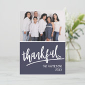 Foto Script Heart Thankful Thanksgiving Feestdagenkaart (Staand voorkant)