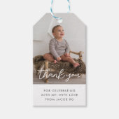 Foto Script Jongen Bedankt Cadeautags Cadeaulabel (Voorkant)