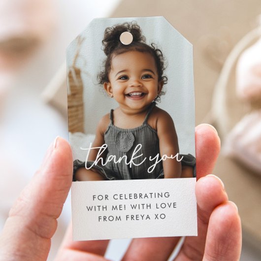 Foto Script Meisje Bedankt Cadeautags Cadeaulabel