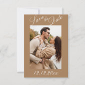 Foto Script Modern Stripe Neutral Save the Date (Voorkant)