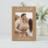 Foto Script Modern Stripe Neutral Save the Date (Staand voorkant)