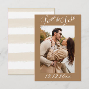 Foto Script Modern Stripe Neutral Save the Date