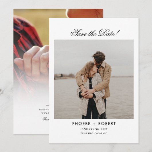 Foto Script Moderne Trouwkaart Save The Date (Voorkant / Achterkant)