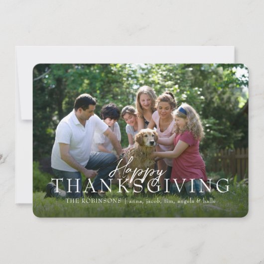 Foto Script Overlay Prettig Thanksgiving Feestdagenkaart (Voorkant)