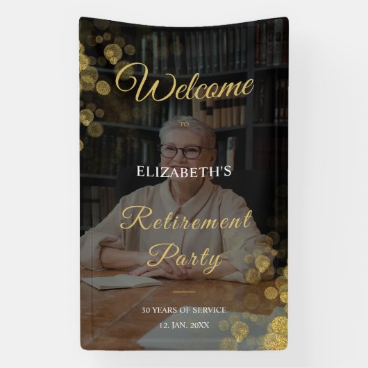 Foto Script Pensionerfeest Goud Spandoek (Verticaal)