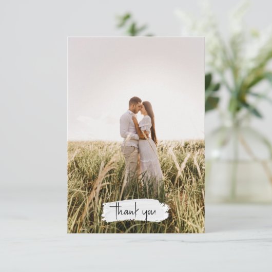 Foto script Simple Elegant Wedding Bedankkaart (Staand voorkant)