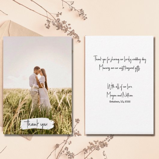 Foto script Simple Elegant Wedding Bedankkaart